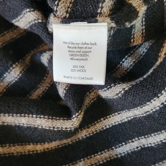 Eileen Fisher P/S striped black/gray pullover - Picture 5 of 5